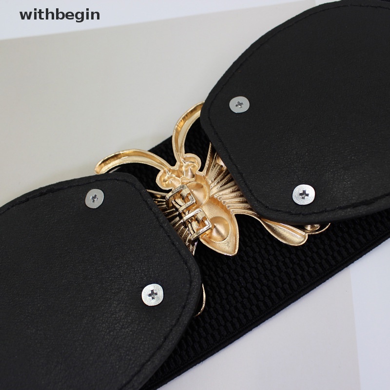 Thắt Lưng Bản Rộng Co Giãn Có Khóa Vàng Kim Thời Trang Mùa Hè Cổ Điển