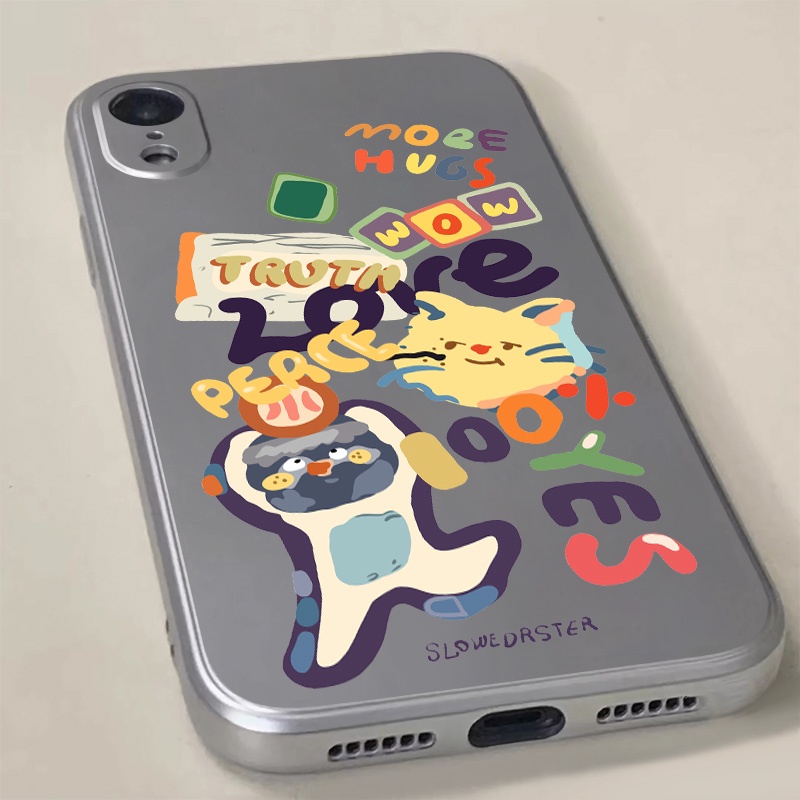 Vỏ mềm tương thích cho IPhone 11 12 13 14 Pro Max XR X 7 8 Plus XS Max SE 2020 Vỏ điện thoại silicon đáng yêu sang trọng Vỏ mạ điện màu bạc