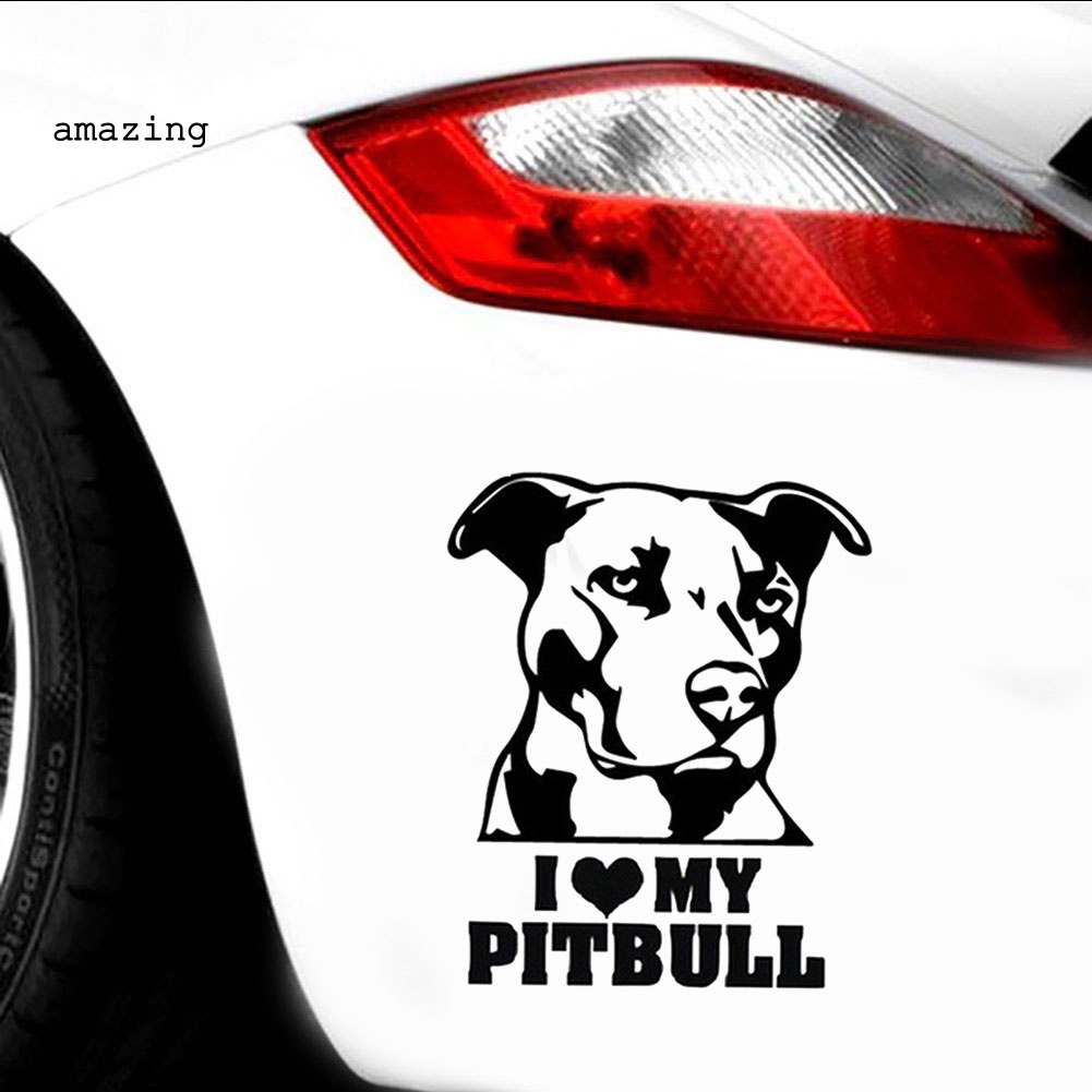 1 Miếng Dán Phản Quang Chống Thấm Nước Họa Tiết Hoạt Hình I Love My Pitbull Bulldog Cho Xe Hơi