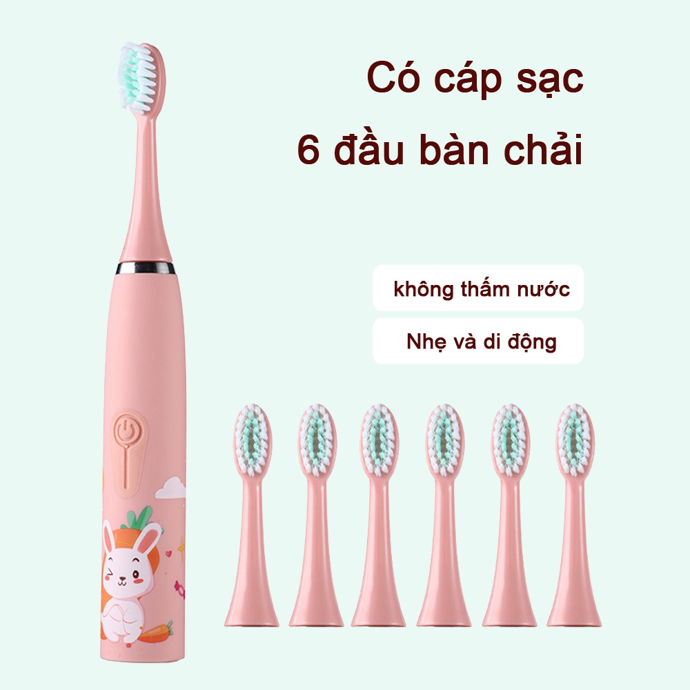 Bàn chải đánh răng điện trẻ em có thể sạc lại Tóc mềm Phim hoạt hình Sonic Bàn chải đánh răng 3-12 tuổi Bé thông minh Bàn chải đánh răng có thể sạc lại Làm sạch khoang