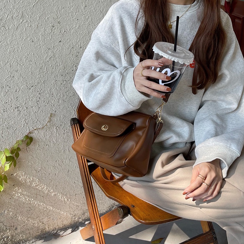 Túi đeo dưới cánh tay Hình Vuông Cỡ Lớn Màu Cà Phê Phong Cách Cổ Điển Thời Trang Cho Nữ