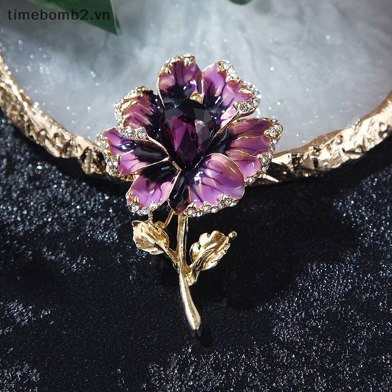 Ghim Cài Áo Hình Hoa Đính Đá Pha Lê Thanh Lịch Thời Trang