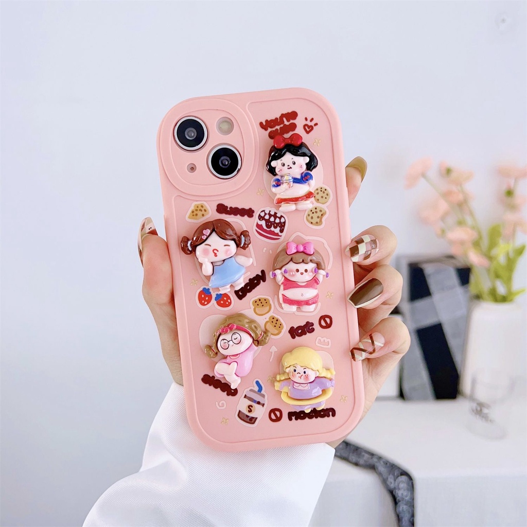 Ốp Điện Thoại Hình Cô Gái Thể Thao 3D Màu Hồng Dễ Thương Cho Iphone 14Promax 13 12 11 XR 8P