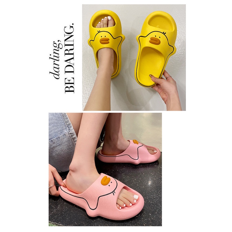 Dép bánh mì Dép  Nhà Đế Dày Chống Trượt Phong Cách Dép Quai Ngang Họa Tiết Vịt Hoạt Hình Dễ Thương