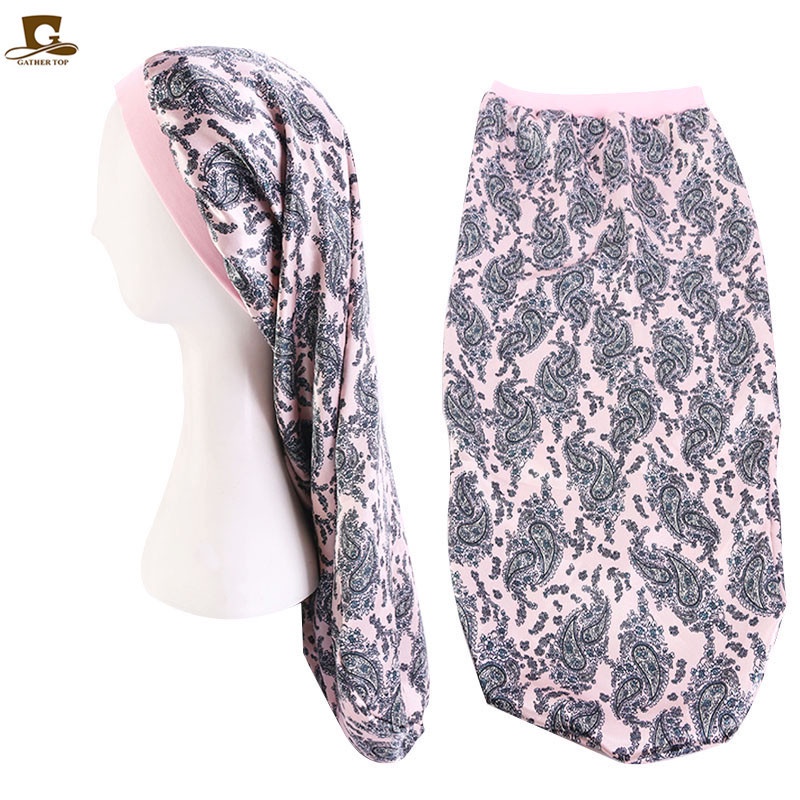 Mũ Trùm Tóc Bằng Lụa Co Giãn In Họa Tiết Mới