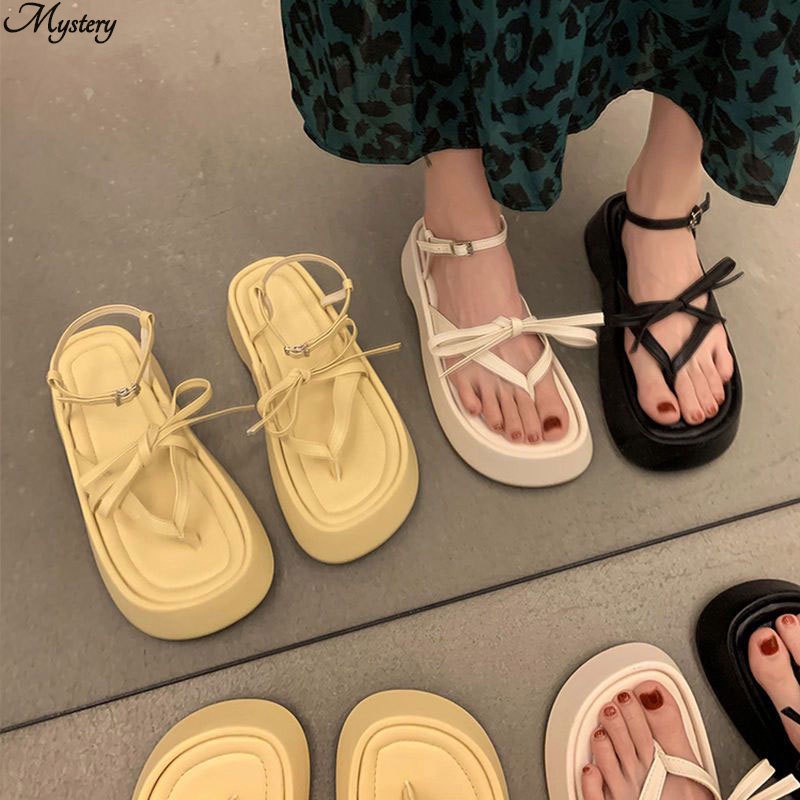 Xăng đan Cột Dây Phong Cách roman Cho Nữ