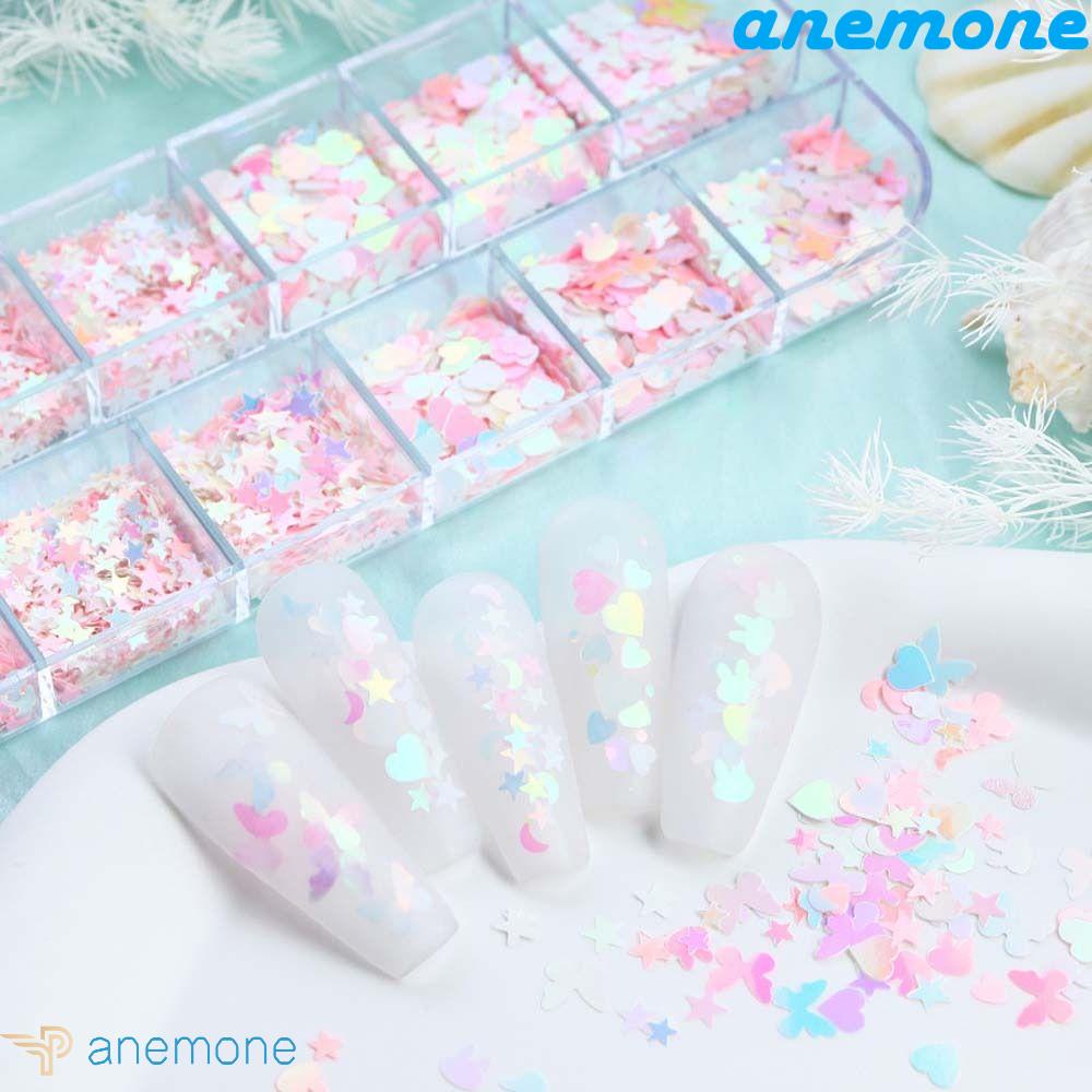 Phụ Kiện Trang Trí Móng Tay Nghệ Thuật Hình Trái Tim / Bướm / Ngôi Sao Lấp Lánh Nhiều Kích Thước Phong Cách Nhật Bản