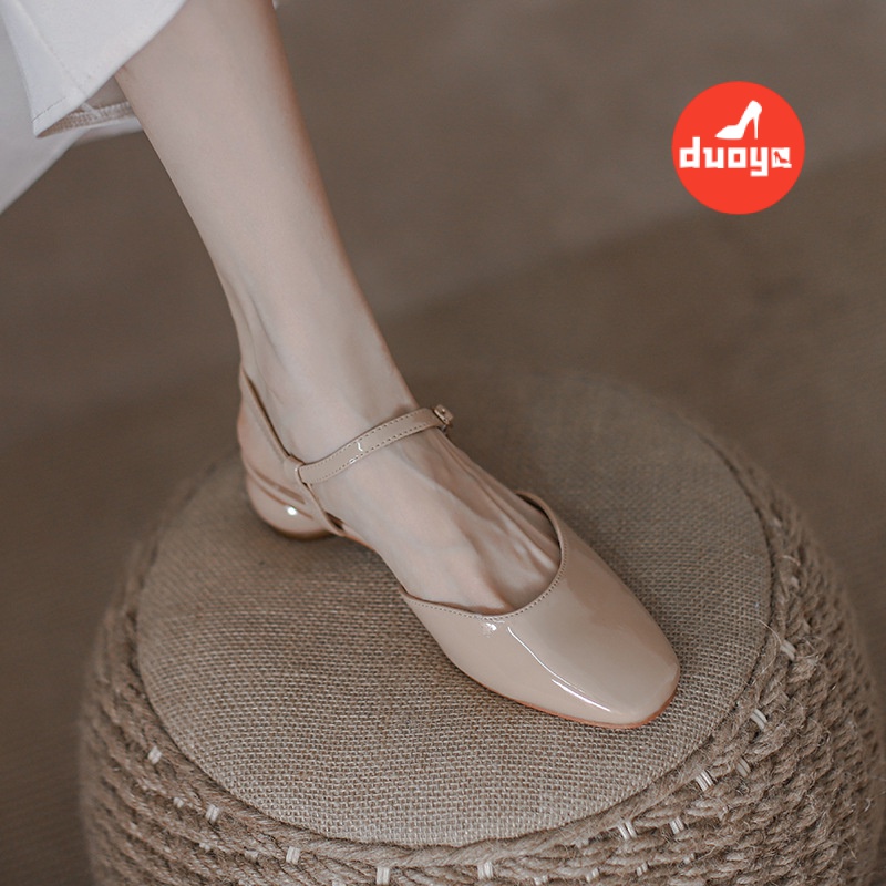 Giày Sandal Da Bóng Mũi Vuông Phong Cách Thời Trang Mùa Hè 2021 Dễ Phối Đồ