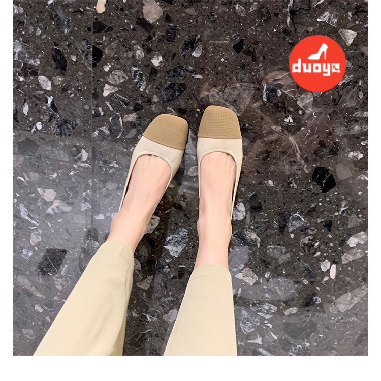 Tóc Thẳng ~ [Hàng Có Sẵn] Giày Búp Bê Mũi Vuông Đế Dày Mềm Mại Phù Hợp Với Mùa Hè Dễ Phối Đồ Cho Nữ