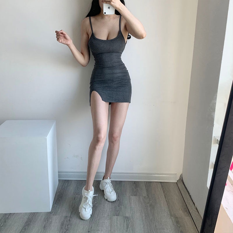 Đầm Ngắn Hai Dây Hở Lưng Dáng Ôm Phong Cách Châu Âu Thời Trang Mùa Hè 2023