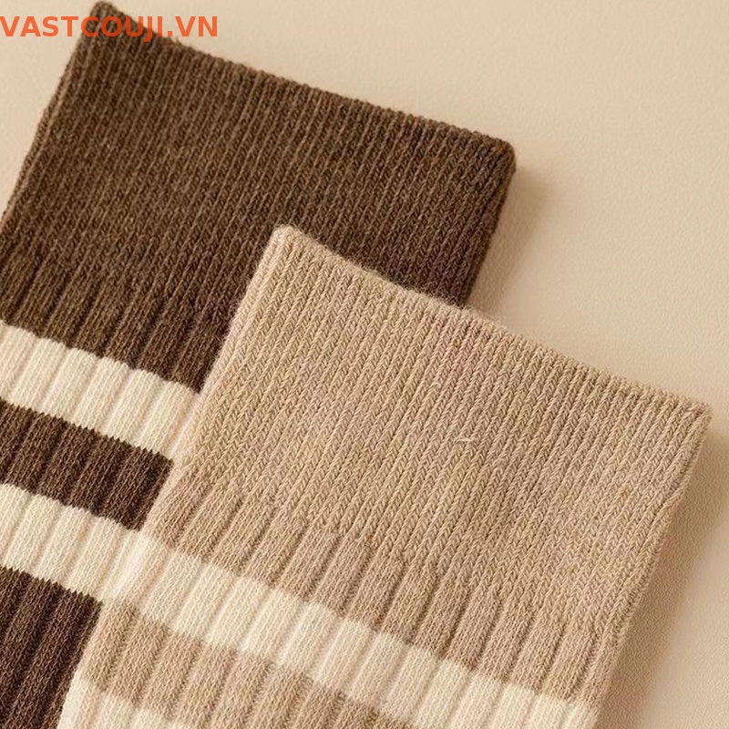 1 Đôi Vớ Dài Trung Bình Thoải Mái Thoáng Khí Họa Tiết Kẻ Sọc Phong Cách Nhật Bản Cổ Điển