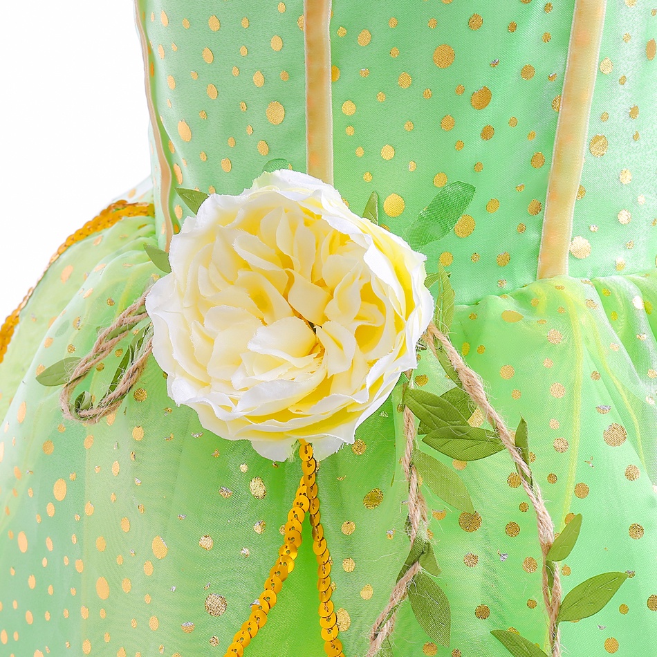 Bộ Đồ Hóa Trang Công Chúa Tinkerbell Màu Xanh Lá Cây Dành Cho Bé Gái 2-10 Tuổi