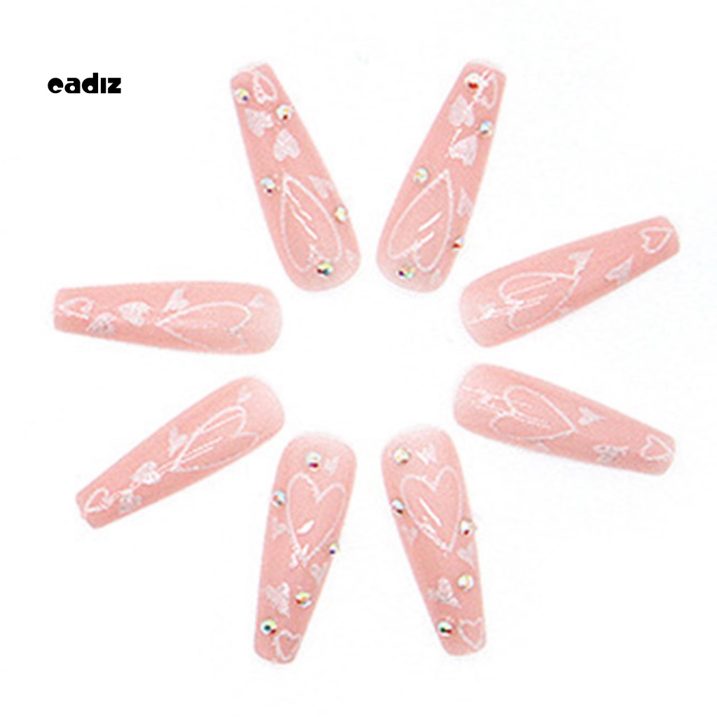 1 Bộ Móng Tay Giả Dài Đính Kim Cương Lấp Lánh Có Thể Tháo Rời