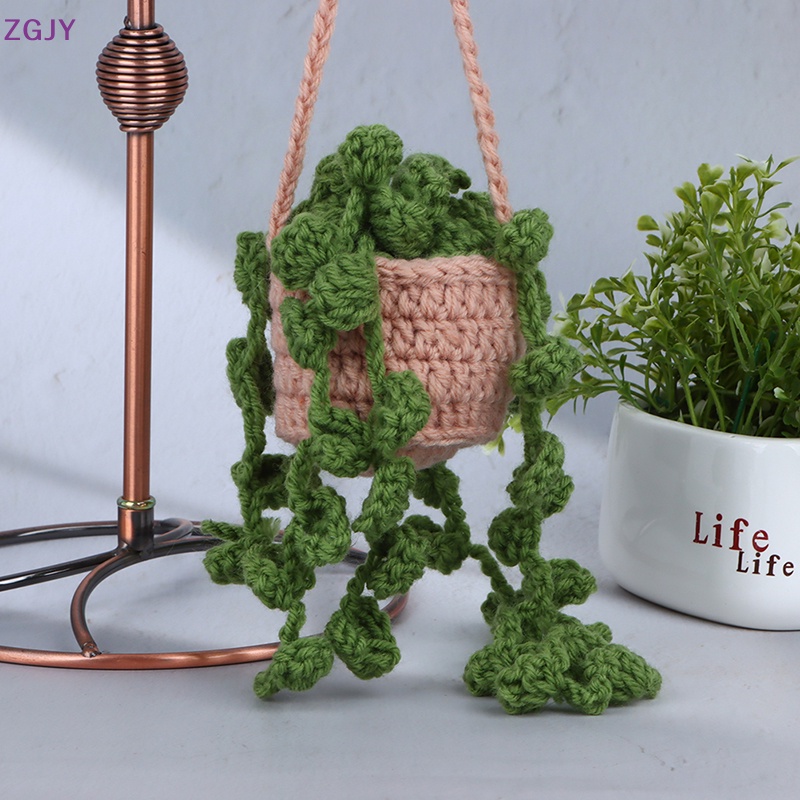 1 Cây Cảnh Đan Móc Thủ Công Hình Xe Hơi Dễ Thương Dùng Trang Trí Mới