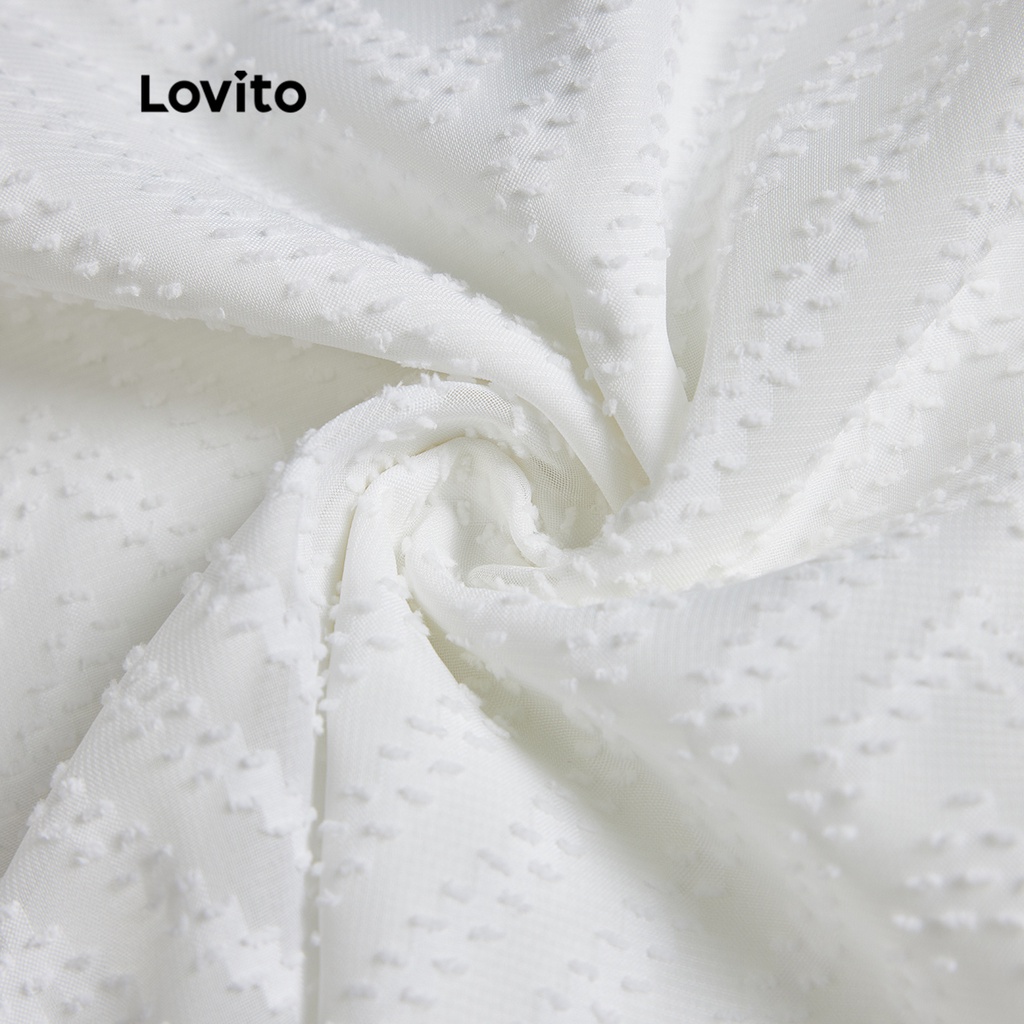 Áo kiểu Lovito tay ngắn cổ V dệt họa tiết màu trơn thanh lịch cho nữ L51ED010 (Màu mơ)