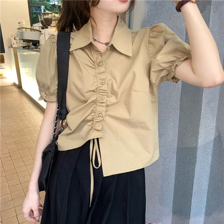 Áo Kiểu Tay Ngắn Phối Ren Thiết Kế Mới Thời Trang Mùa Hè Theo Phong Cách Pháp Cho Nữ