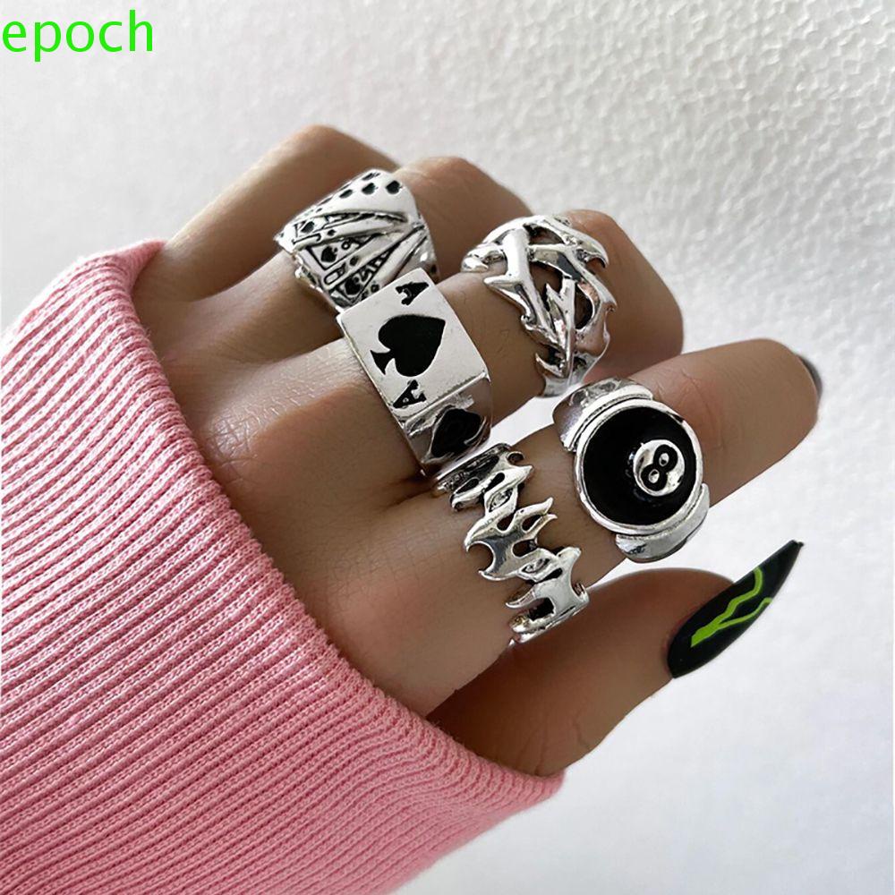 Epoch Nhẫn Hình Trái Tim Đơn Giản Phong Cách Hip Hop Punk Cho Nữ