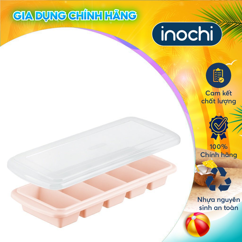 Khay đá thanh Kari 5 viên (có nắp) màu Trắng ngọc/ Xanh bạc hà/ Xanh nhạt/ Hồng nhạt