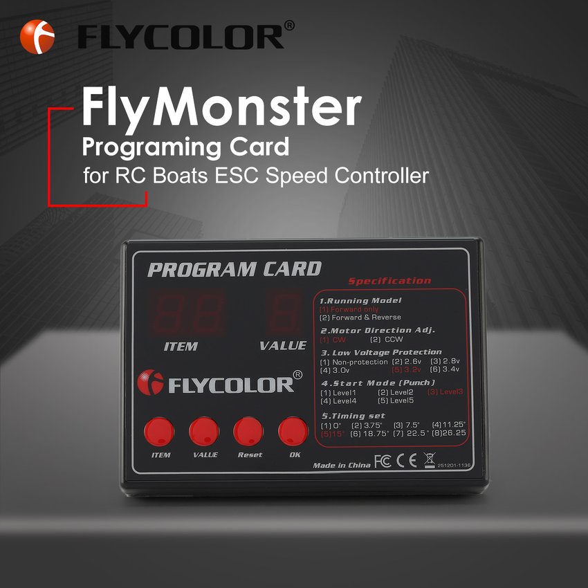 FLYCOLOR FlyMonster Programing Program Card for RC Boats ESC Speed Controller