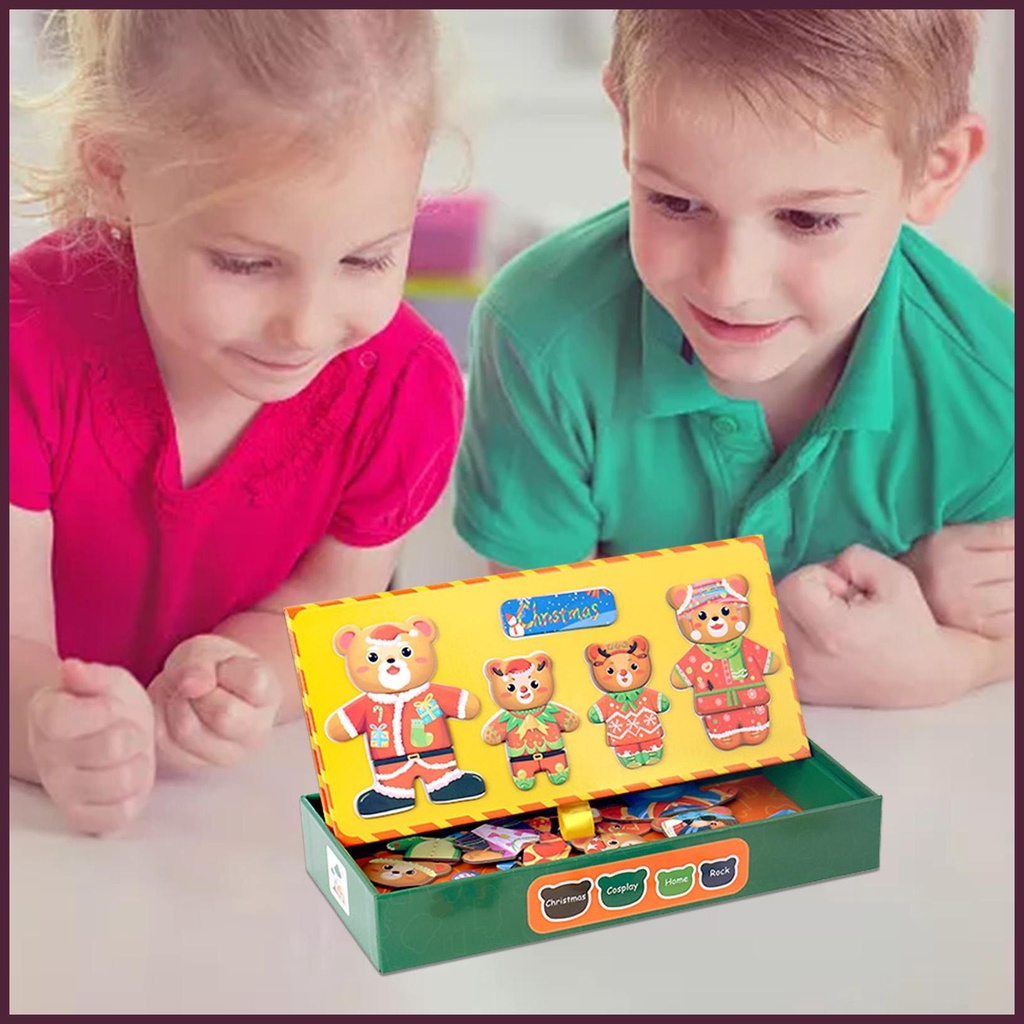 Bộ Đồ Chơi Xếp Hình Gấu Mặc Đồ Cho Gia Đình