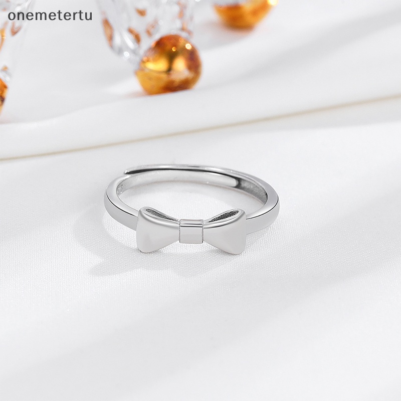 Onemetertu Nhẫn Bạc Họa Tiết Nơ Đơn Giản Có Thể Điều Chỉnh Kích Thước Thời Trang Cao Cấp