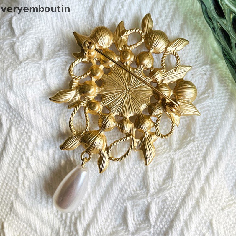 Ghim Cài Áo Hình Giọt Nước / Lá Cây Đính Ngọc Trai Màu Sắc Thời Trang Cho Nữ