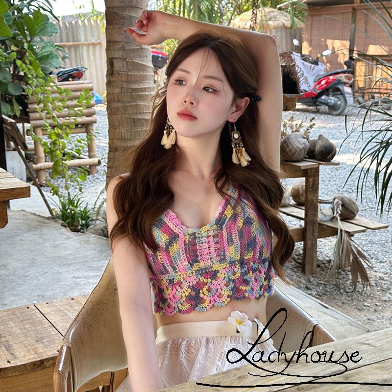 Áo Croptop Dệt Kim Hai Dây Không Tay Nhiều Màu Thời Trang Mùa Hè Cho Nữ