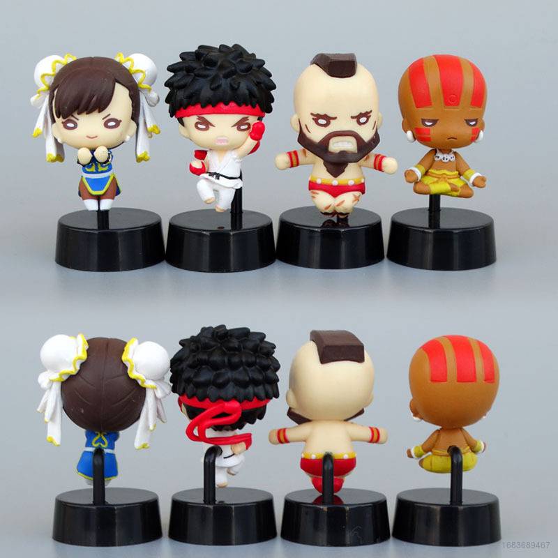 Set 4 Đồ trang trí Mô Phỏng Nhân Vật Hoạt Hình Street Fighter RYU CHUN LI ZANGIEF Dangsim