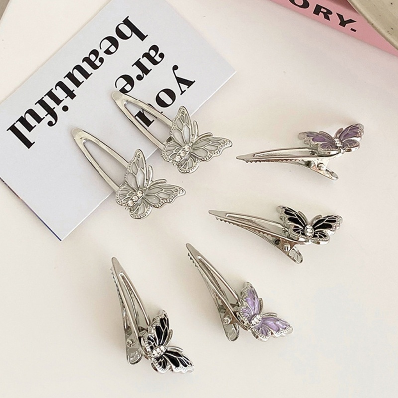 Kẹp Tóc Mini Bằng Bạc Hình Bướm Y2K Phong Cách Lolita Ngọt Ngào Cho Nữ