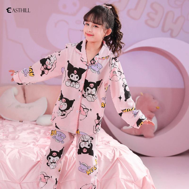 SANRIO Bộ Đồ Ngủ Y2K Kuromi Cinnamoroll Bằng Cotton Mỏng Họa Tiết Hoạt Hình Dễ Thương Cho Bé