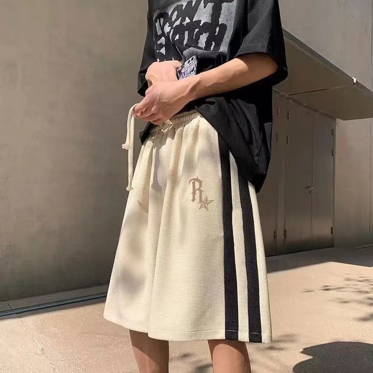 [M-5XL] Quần Lửng Nam Dáng Rộng In Họa Tiết Waffle Đơn Giản Thời Trang Mùa Hè Mới