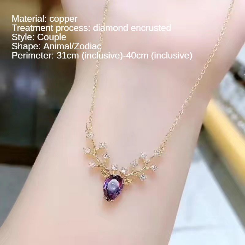 Vòng cổ Mặt Hình Hươu Đính Đá Zircon Thời Trang Cho Nữ