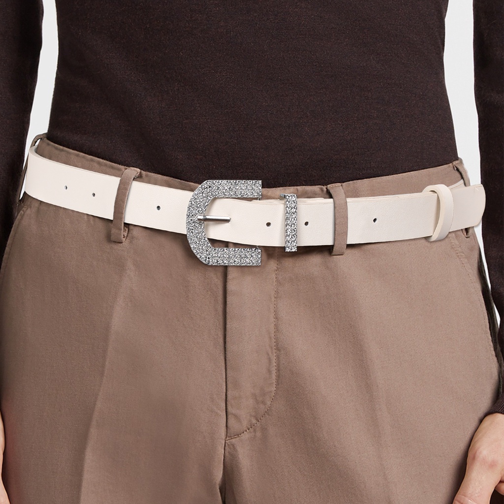 Haimeikang Thắt Lưng Khóa Vuông Chữ D Đính Đá Thời Trang Cho Nữ