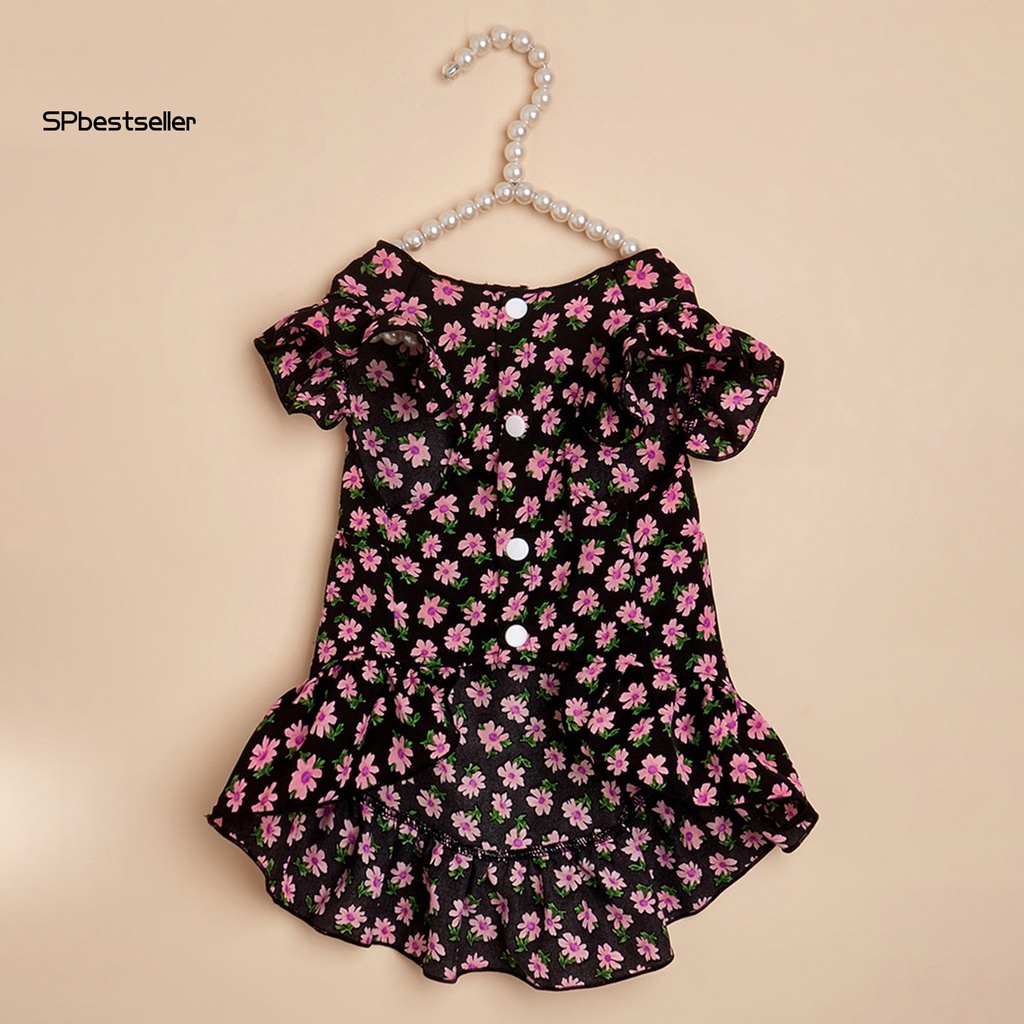 Đầm Cổ Tròn Đính Nút Nhấn Thời Trang Mùa Hè Xinh Xắn Cho Cún Cưng