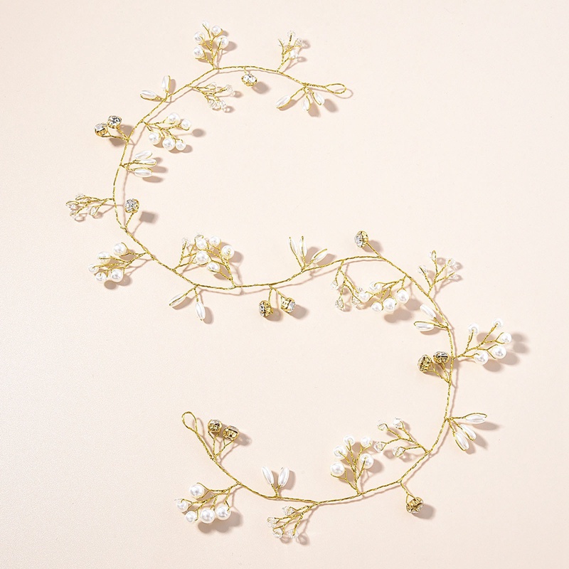 Dây Cài Tóc Đính Ngọc Trai Nhân Tạo Màu Vàng / Bạc Cho Cô Dâu