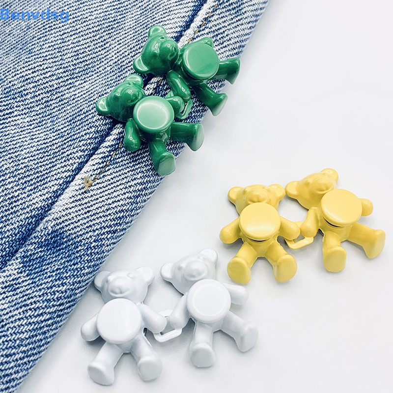 Benvdsg > Set 2 Nút Kim Loại Hình Gấu May Quần Jean Có Thể Tháo Rời Không Cần Nút Phù Hợp Với Eo