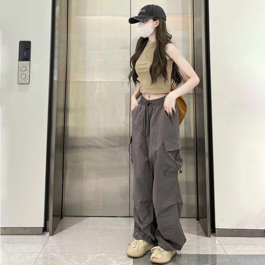 Quần Dài Thể Thao Dáng Rộng Cỡ Lớn Thời Trang Mùa Xuân Thu Hàn Quốc Giản Dị