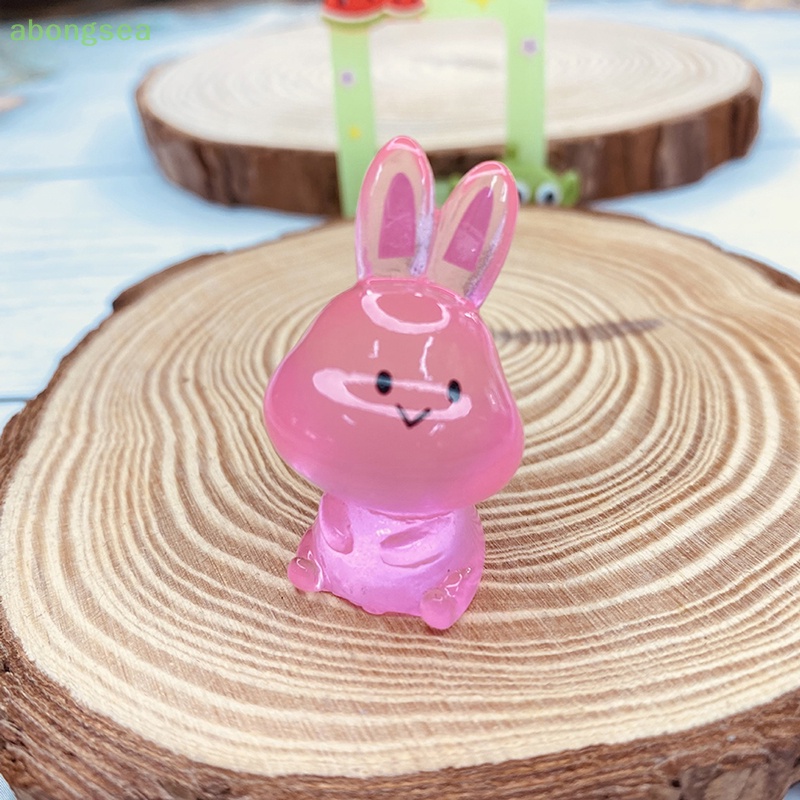 Set 2 Mô Hình Thỏ Mini Bằng Nhựa Phát Quang Trang Trí Sân Vườn