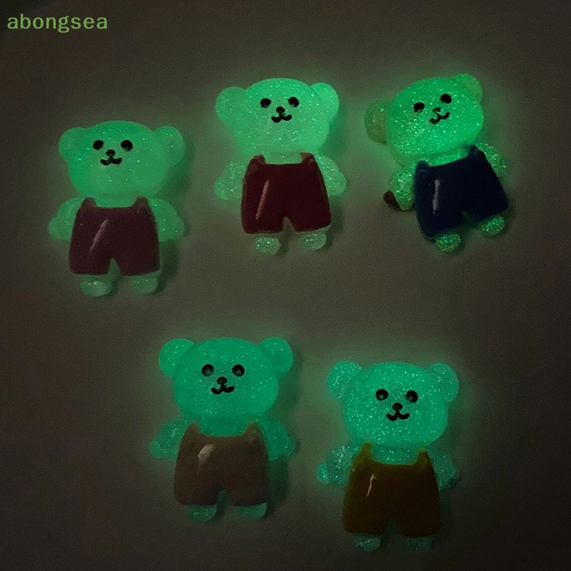 Bộ 5 Tượng Gấu Nhỏ Dạ Quang Trang Trí Nội Thất