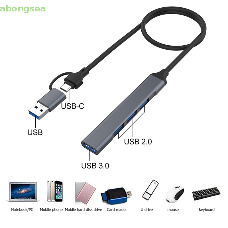 Abongsea Bộ Chia 4 Cổng USB 2.0 / USB 3.0 Tốc Độ Cao 5Gbps Đa Cổng Mở Rộng Cho Máy Tính