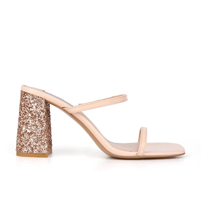 Duoya Tóc Thẳng ~ [Hàng Có Sẵn] Dép Sandal Cao Gót Vải Lụa Amin Dày Đính Kim Sa Thời Trang Mùa Hè Cho Nữ Miễn Phí Vận Chuyển