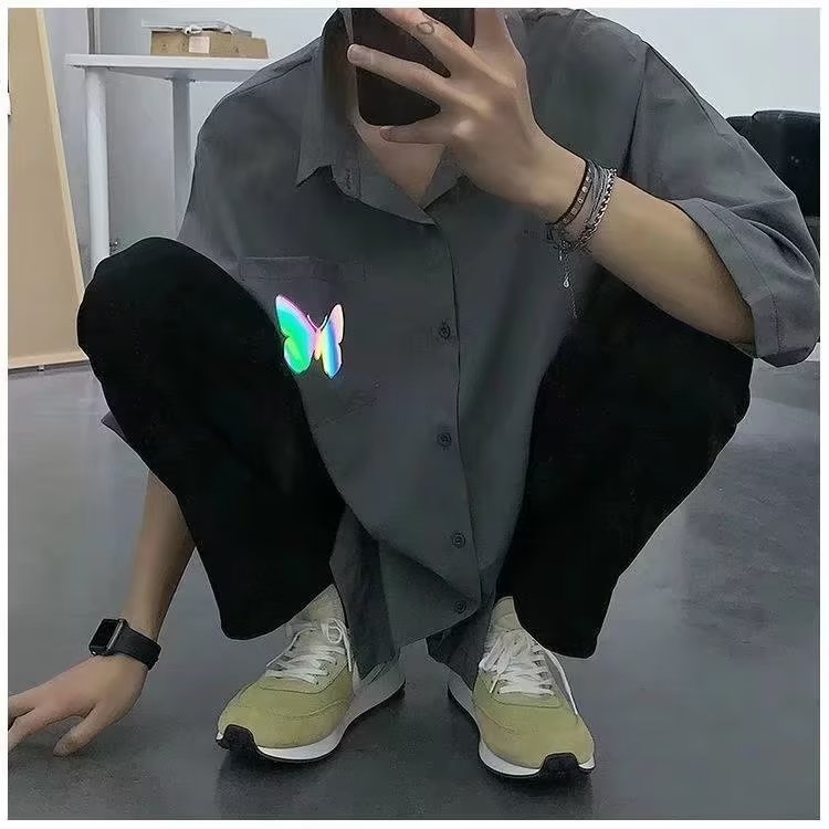 Áo Thun Ngắn Tay Form Rộng Họa Tiết Kẻ Sọc 5 / 7 Điểm Thời Trang Mùa Hè Cho Nam