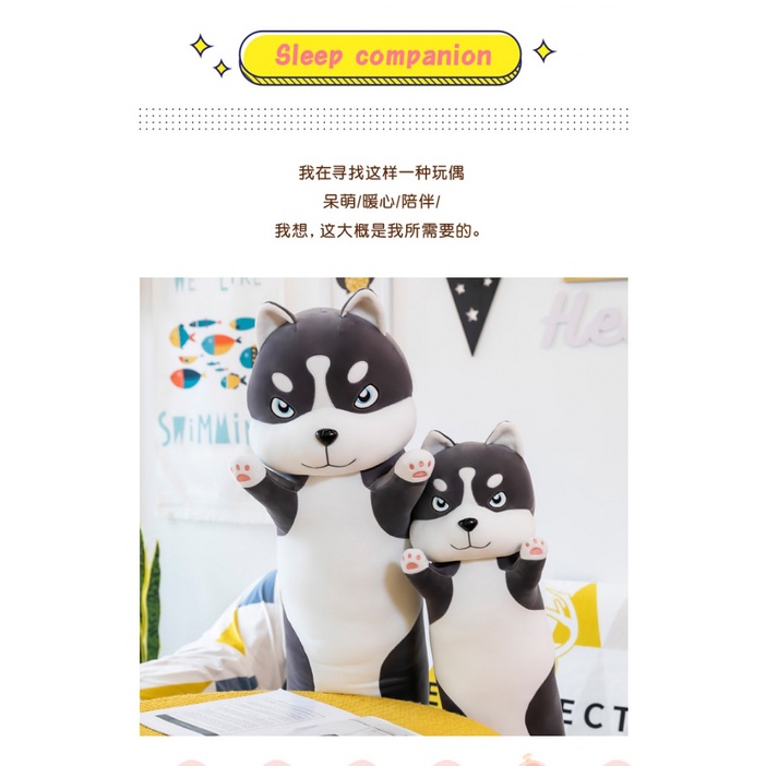 Gối Ôm Nhồi Bông Hình Chú Chó Husky Dễ Thương