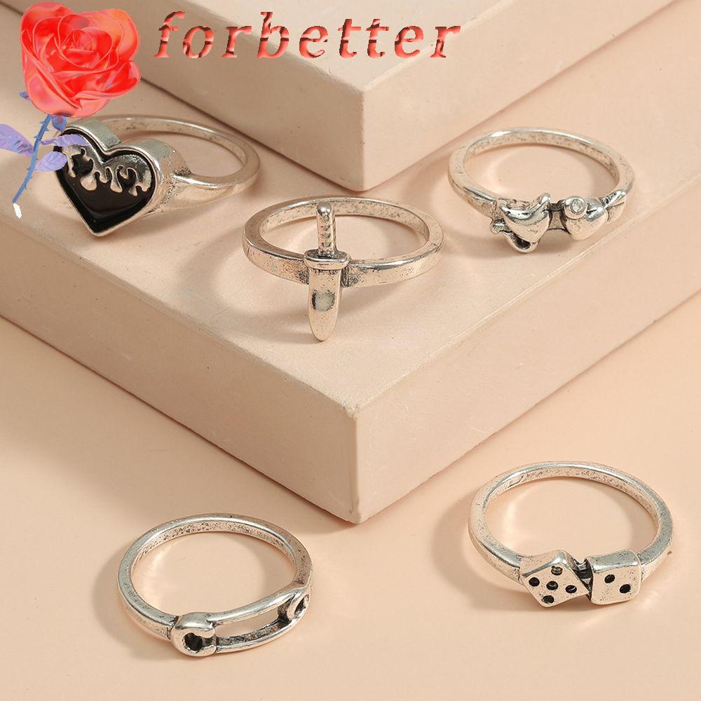 Bộ Nhẫn Hợp Kim Hình Trái Tim Đơn Giản Có Thể Điều Chỉnh Cho Nam Nữ