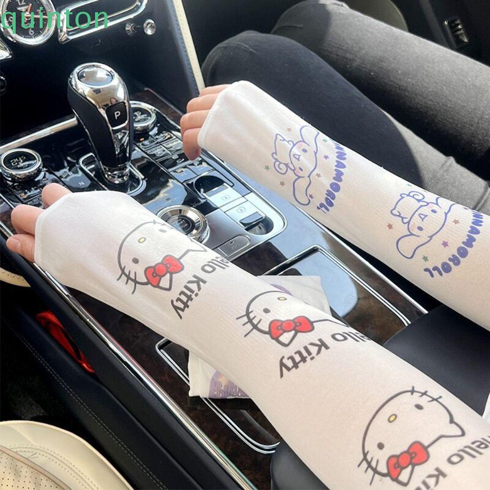 Ống Tay Áo Chống Nắng Làm Mát Họa Tiết Hoạt Hình Gấu / Cinnamoroll / Dâu Tây Dễ Thương Cho Nữ