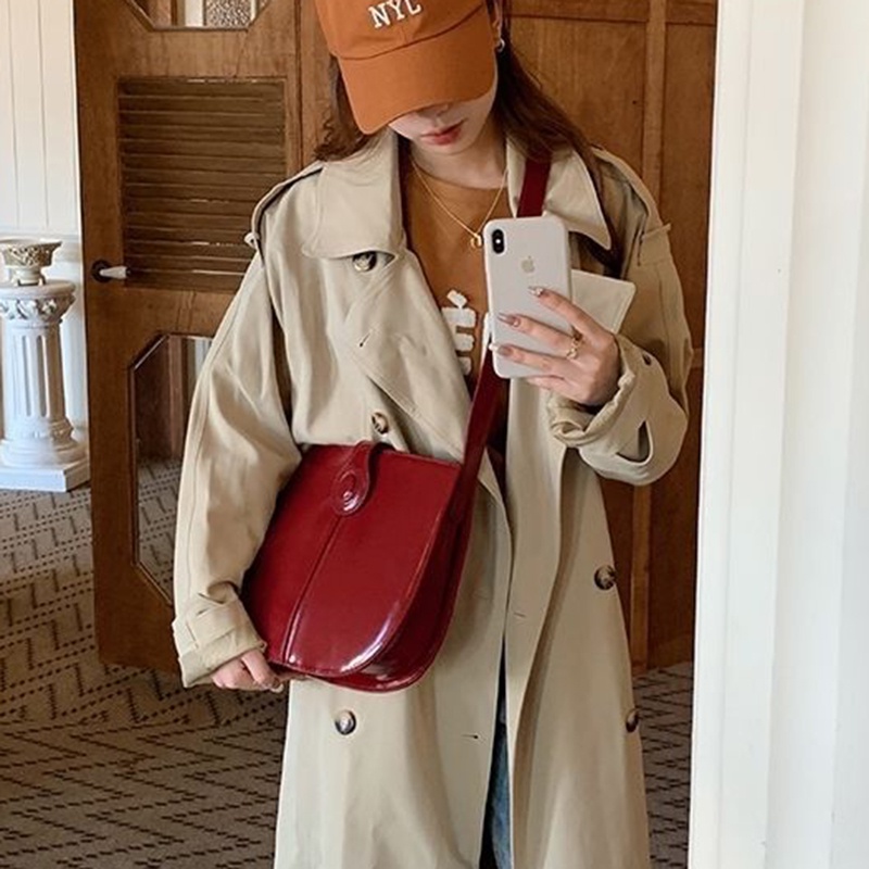 Túi Đeo Vai Bằng Da Cao Cấp Sức Chứa Lớn Màu Trơn Đơn Giản Chất Lượng Cao Cho Nữ