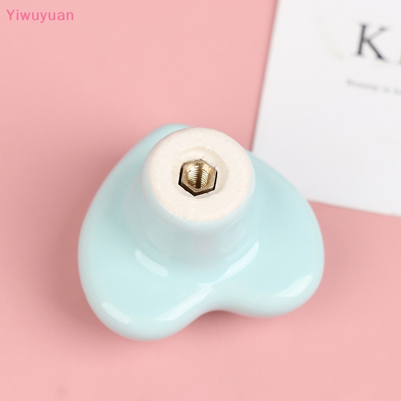 < Yiwuyuan > Tay Nắm Ngăn Kéo Tủ Một Lỗ Tròn Bằng Gốm Sứ Màu Hoạt Hình Mới