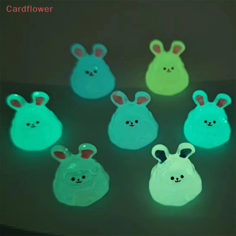 Bộ 2 Mô Hình Thỏ Dạ Quang Mini Bằng Nhựa Resin Dễ Thương Trang Trí Nhà Cửa / Xe Hơi