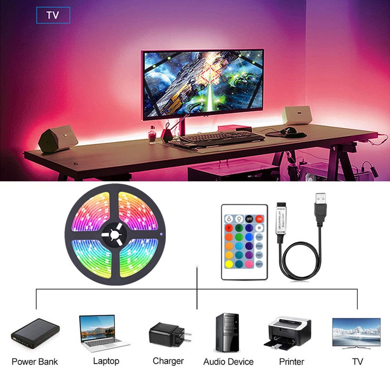 Cuộn Dây Đèn LED RGB 5050 Bluetooth USB SMD 5V RGB Trang Trí Phòng TV