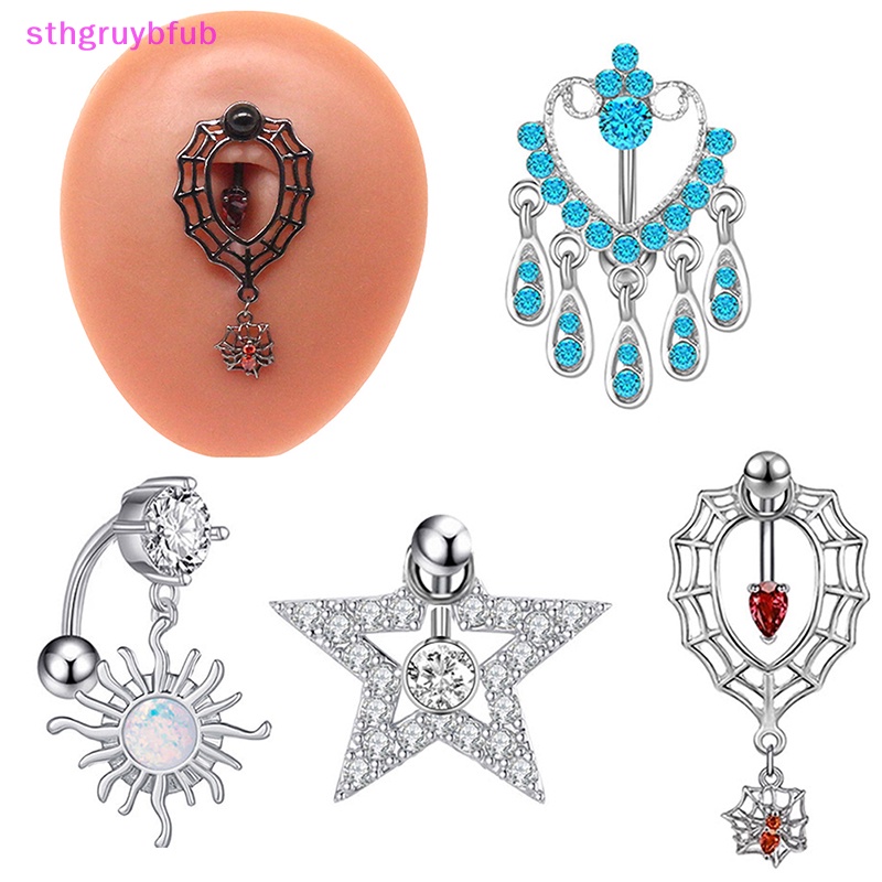 Khuyên RốN HìNh NhệN ĐíNh Đá BằNg ThéP Không Gỉ